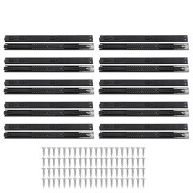 10 Pairs 22 Inch Drawer Slides Ball Bearing Sliding Guide Rails with Screws Detachable Nylon Buckle Black Rebound