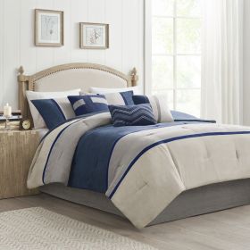 7 Piece Faux Suede Comforter Set (Color: as Pic)